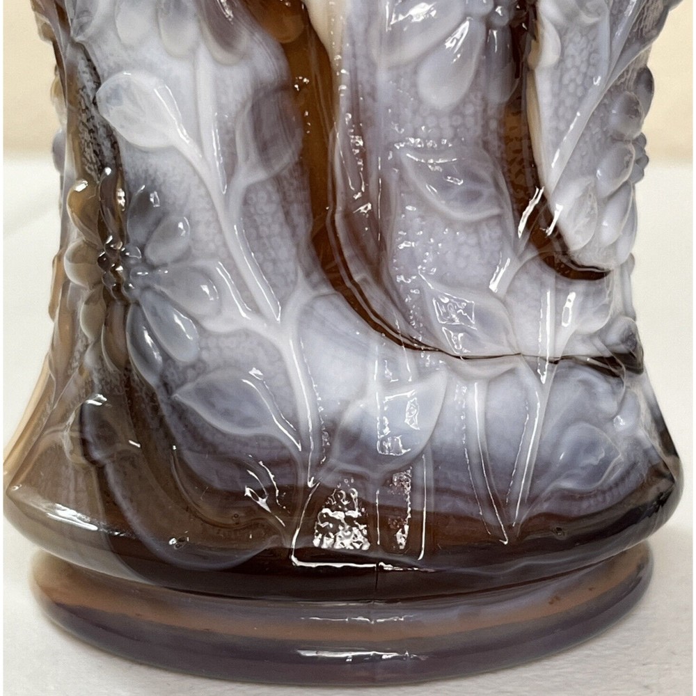Vintage Imperial Dark Caramel Root Beer Slag Glass Tall Daisy Basket 10 In Tall - Picture 13 of 16